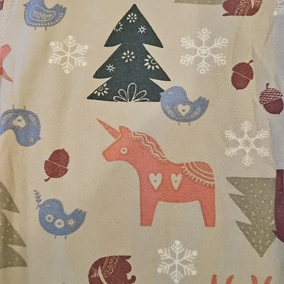 LuLaRoe Unicorn Christmas Leggings O/S - Picture 2 of 3
